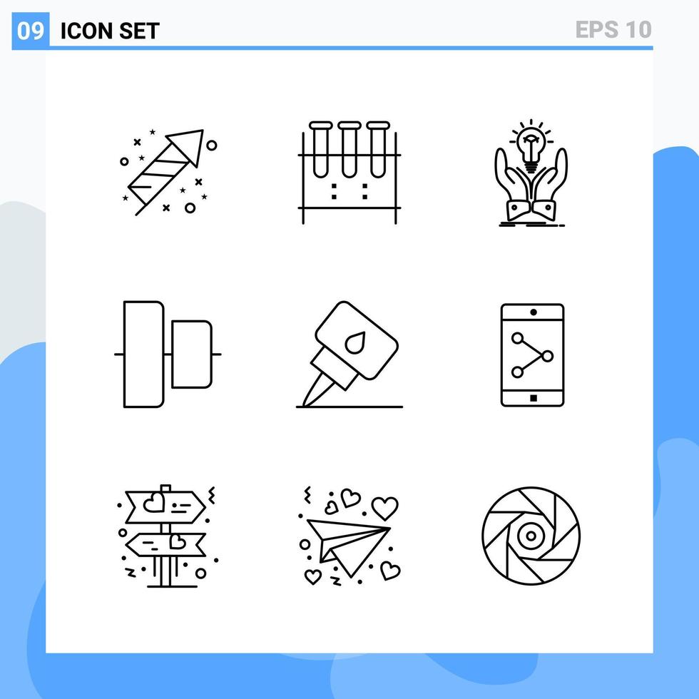 Modern 9 Line style icons Outline Symbols for general use Creative Line Icon Sign Isolated on White Background 9 Icons Pack vector