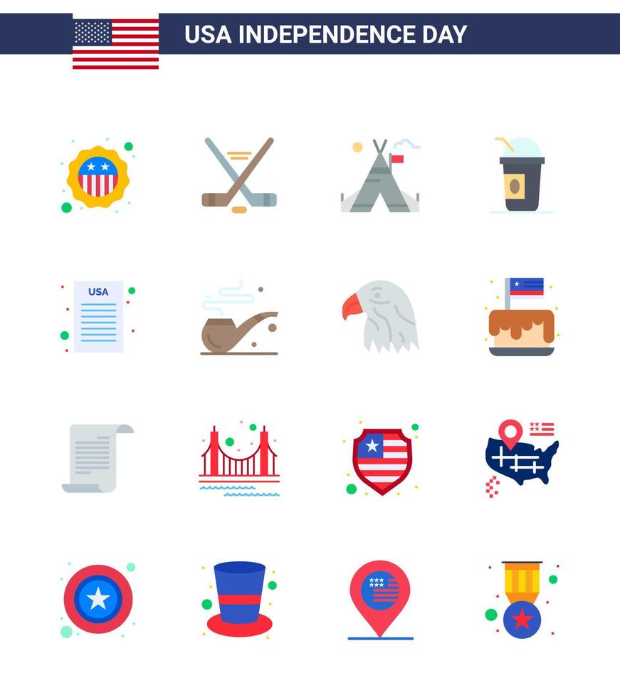 16 carteles planos para el día de la independencia de ee.uu. declaración de los estados independientes carpa limonada libre américa elementos de diseño vectorial editables del día de ee.uu. vector