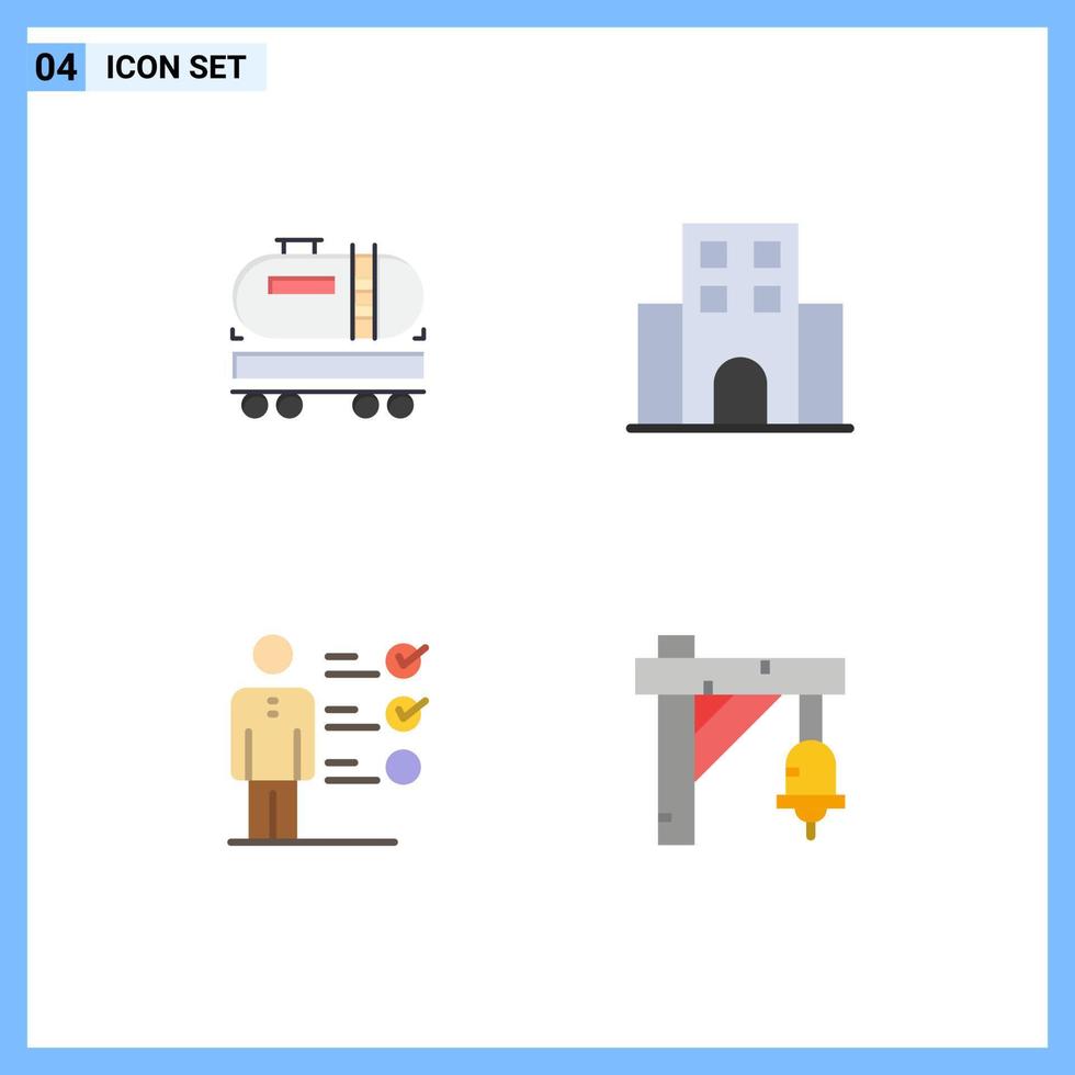 Set of 4 Commercial Flat Icons pack for truck professional skills construction journey job skills Editable Vector Design Elements