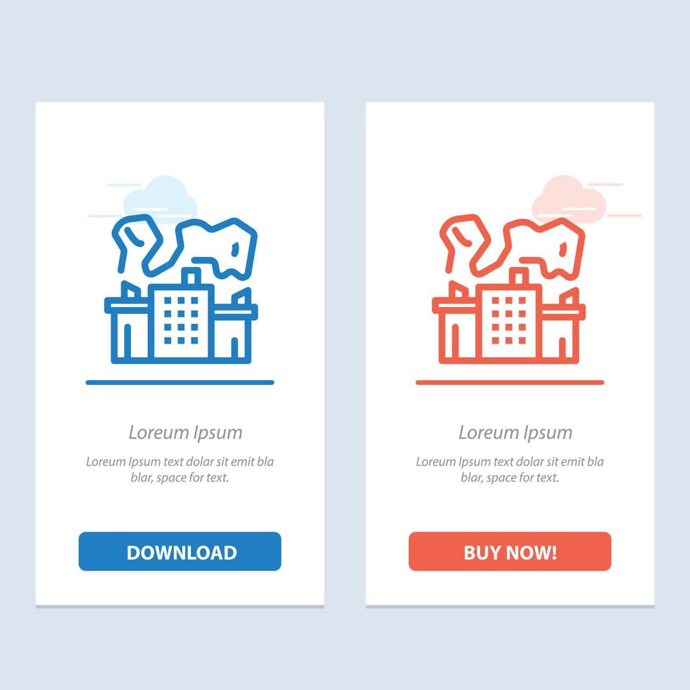 Factory Industry Nuclear Power  Blue and Red Download and Buy Now web Widget Card Template vector