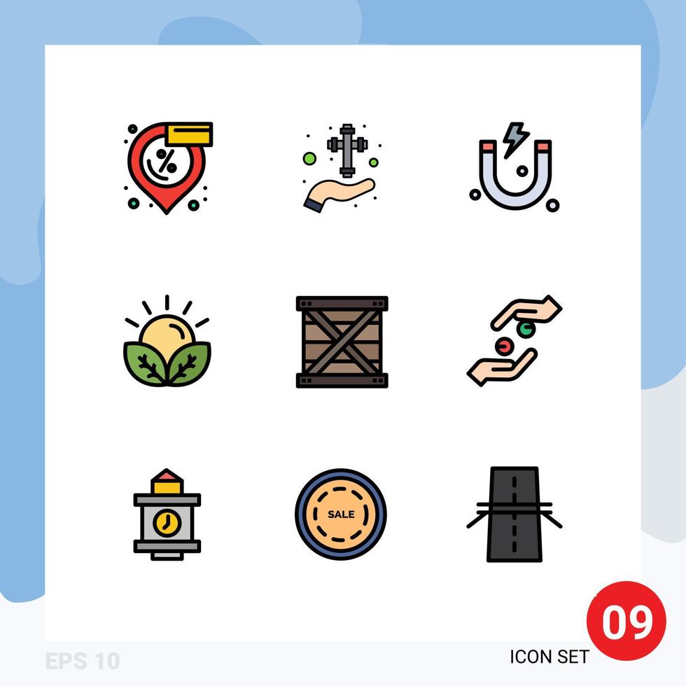 9 Creative Icons Modern Signs and Symbols of box farming cross farm agriculture Editable Vector Design Elements