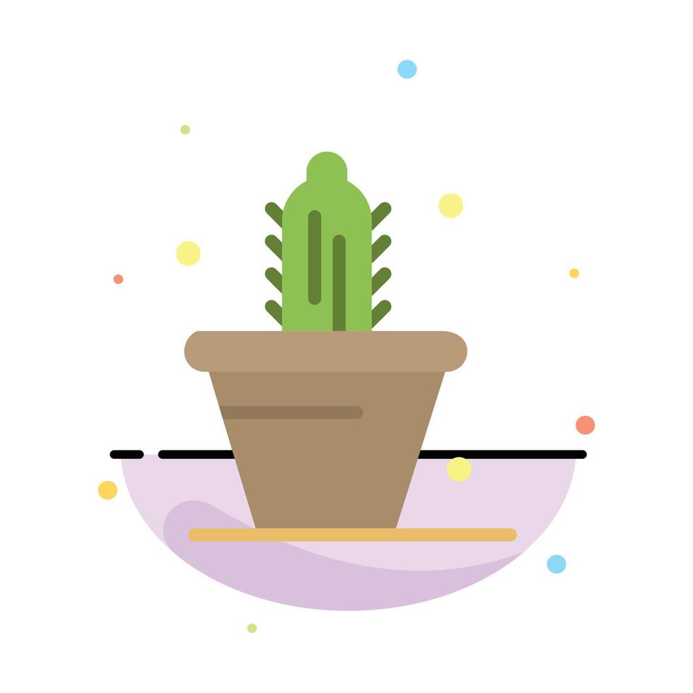 Cactus Nature Pot Spring Abstract Flat Color Icon Template vector