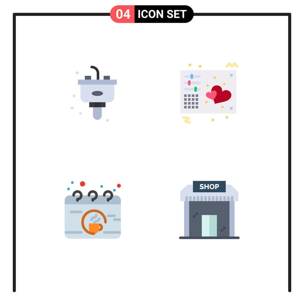 User Interface Pack of 4 Basic Flat Icons of disposal calendar sink keys coffee Editable Vector Design Elements