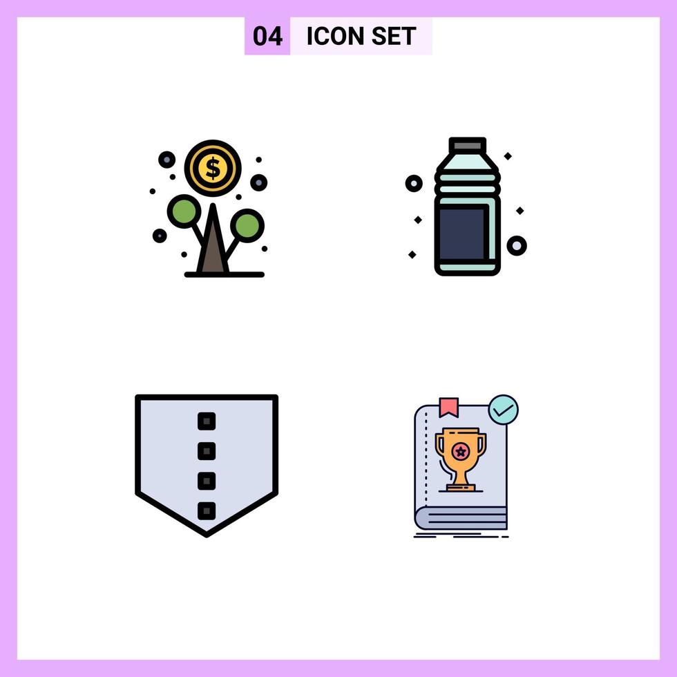 4 Universal Filledline Flat Colors Set for Web and Mobile Applications profit vacation money bottle shield Editable Vector Design Elements
