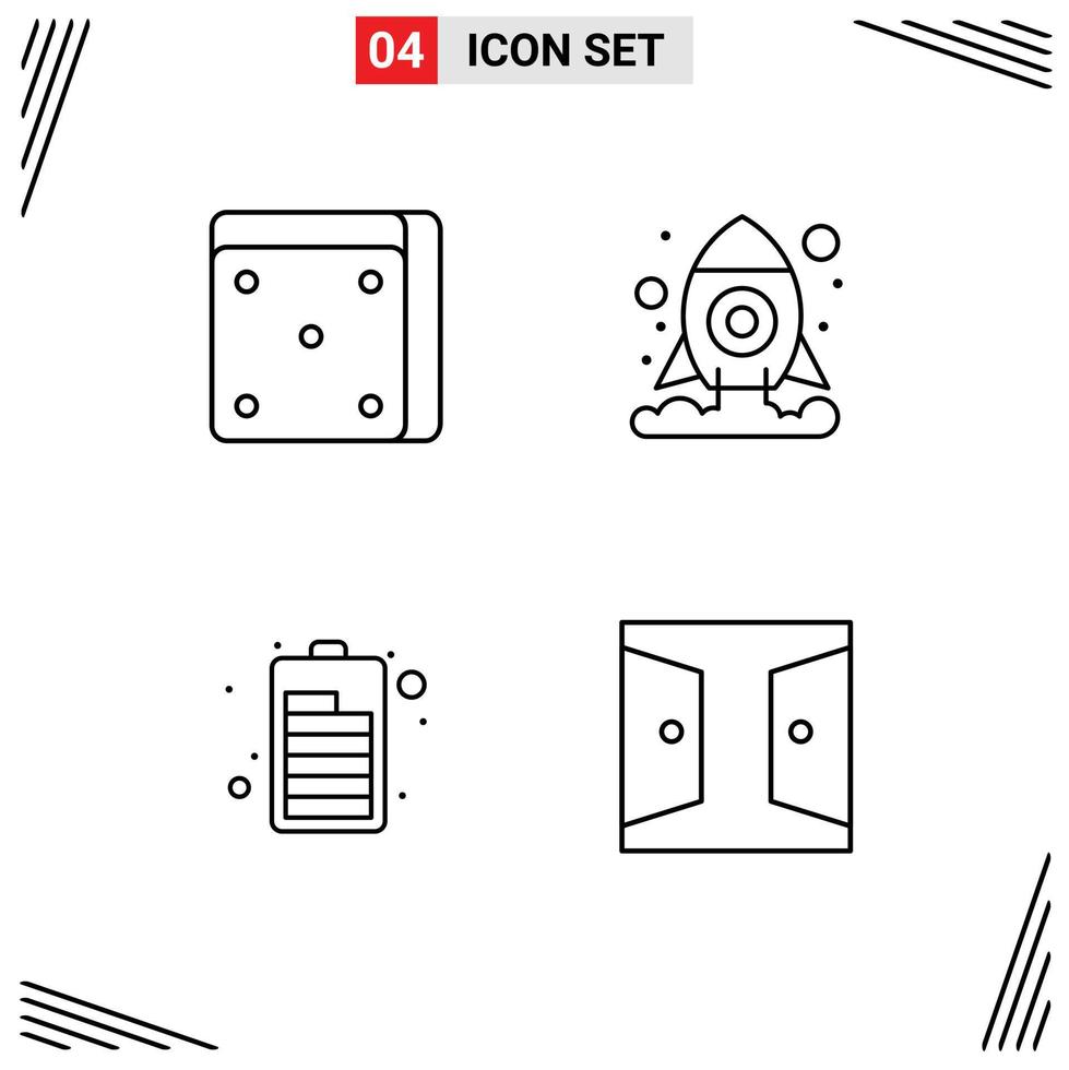 Universal Icon Symbols Group of 4 Modern Filledline Flat Colors of casino buildings cosmos battery gate Editable Vector Design Elements
