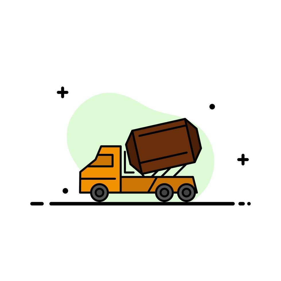 camión cemento construcción vehículo rodillo negocio línea plana icono vector banner plantilla