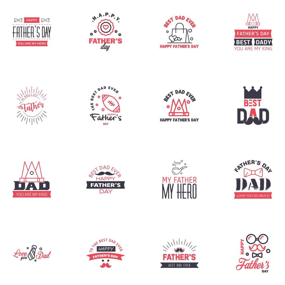 happy fathers day 16 Black and Pink text design Vector calligraphy Typography poster Usable as background Editable Vector Design Elements