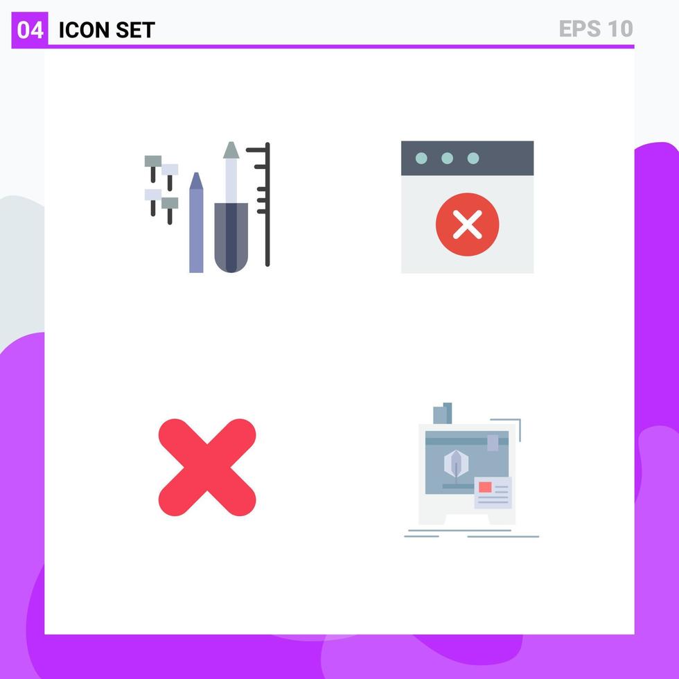 4 Thematic Vector Flat Icons and Editable Symbols of reapair close equipment mac dimensional Editable Vector Design Elements