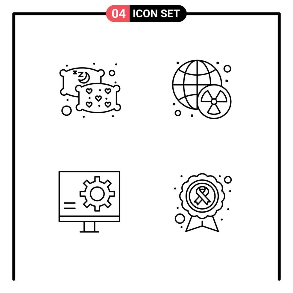 paquete de iconos de vectores de stock de 4 signos y símbolos de línea para el desarrollo de almohadas mundo nuclear corregir elementos de diseño de vectores editables