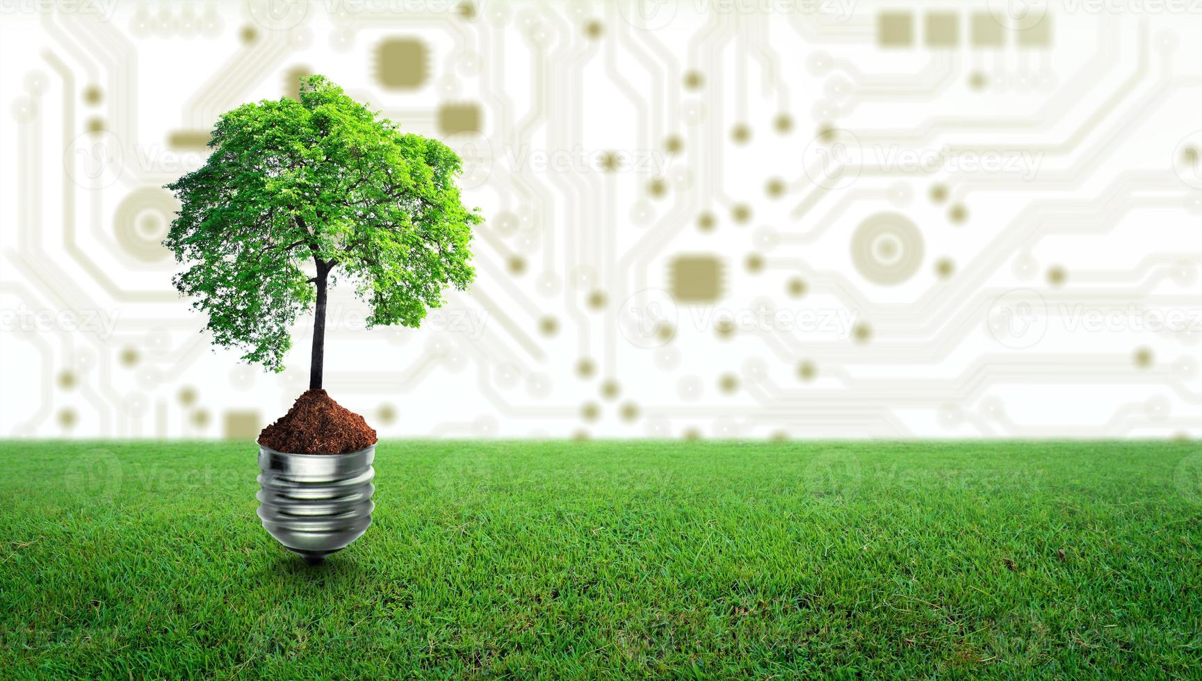 Environmental Technology, Green Computing, Green Technology, Green IT, csr, and IT ethics Concept. photo