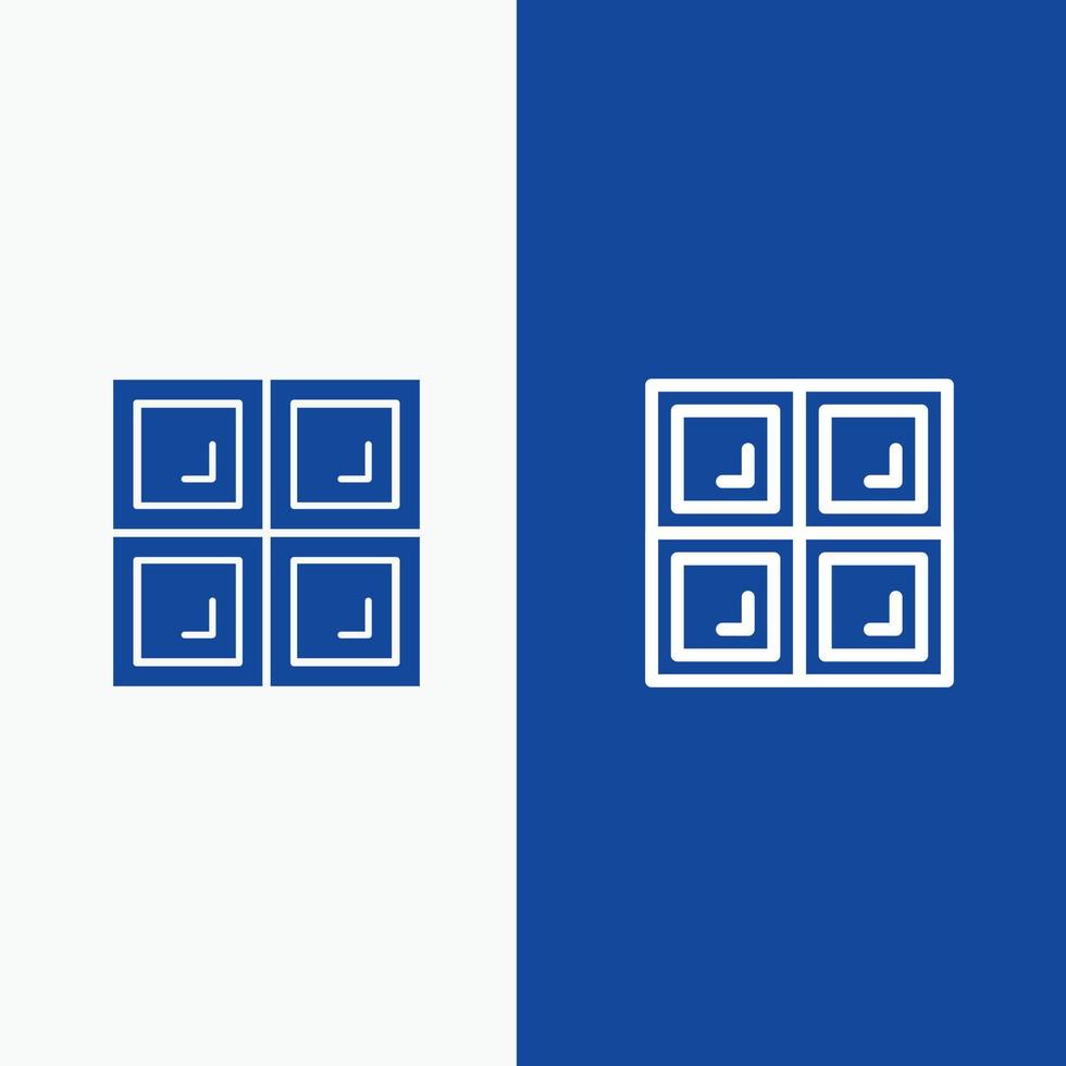 Construction House Window Line and Glyph Solid icon Blue banner Line and Glyph Solid icon Blue banner vector