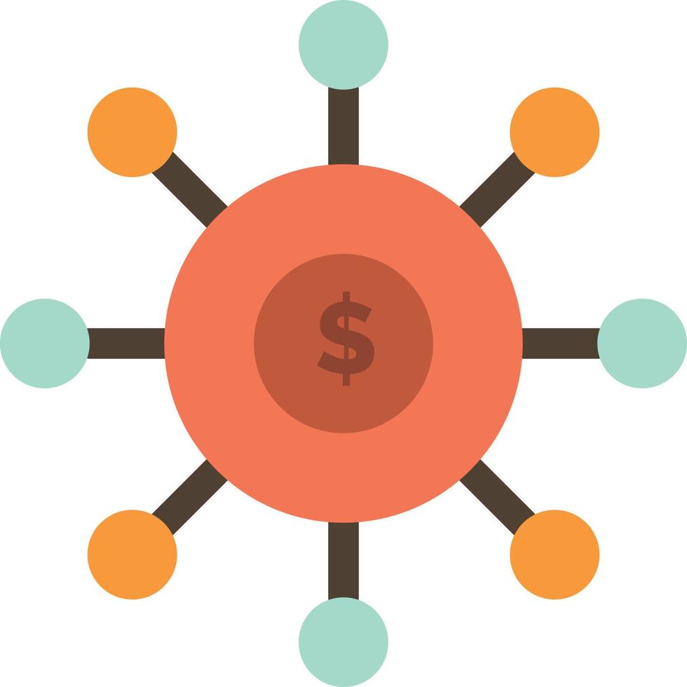 Dollar Money Connection Seeding Financial  Flat Color Icon Vector icon banner Template