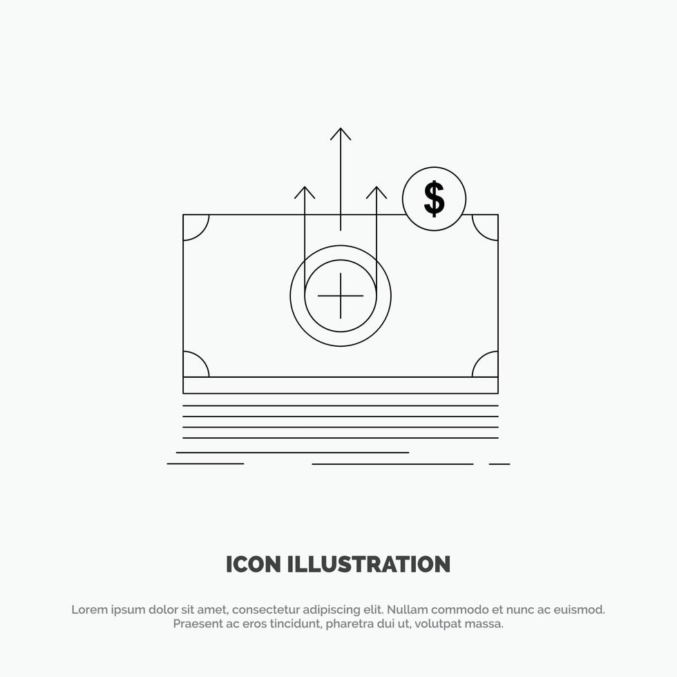 vector de icono de línea de transferencia médica de dólar de dinero