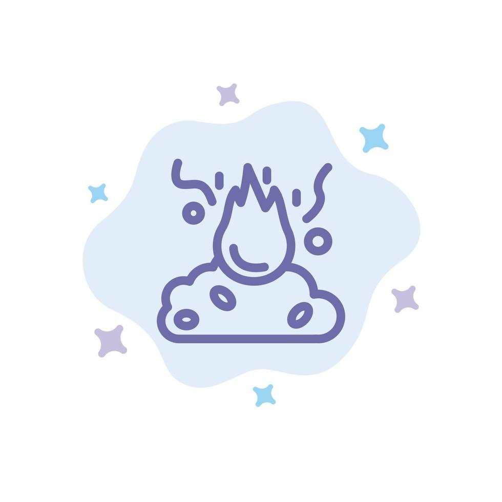 Burn Fire Garbage Pollution Smoke Blue Icon on Abstract Cloud Background vector
