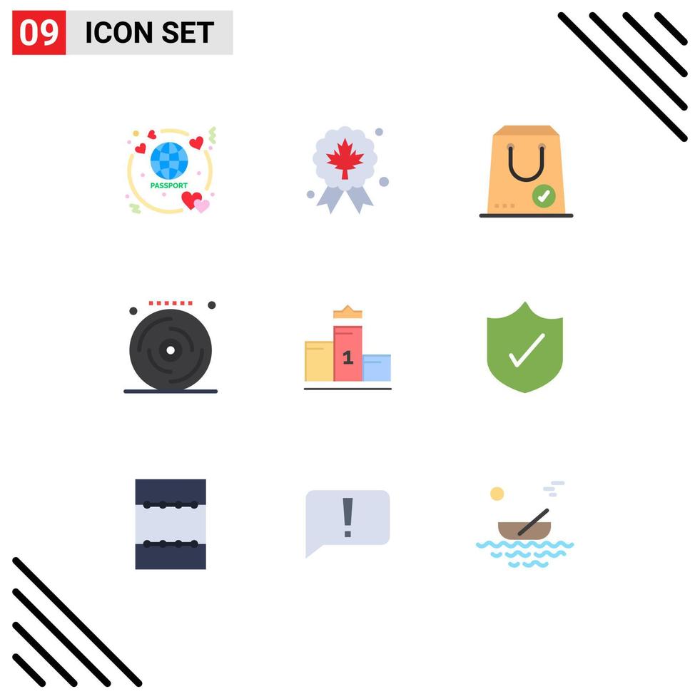 9 Flat Color concept for Websites Mobile and Apps pedestal music check celebration yes Editable Vector Design Elements