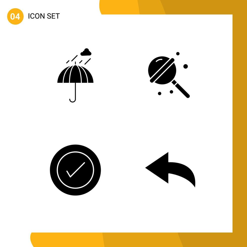 4 Solid Glyph concept for Websites Mobile and Apps umbrella layout safety lollipop ux Editable Vector Design Elements
