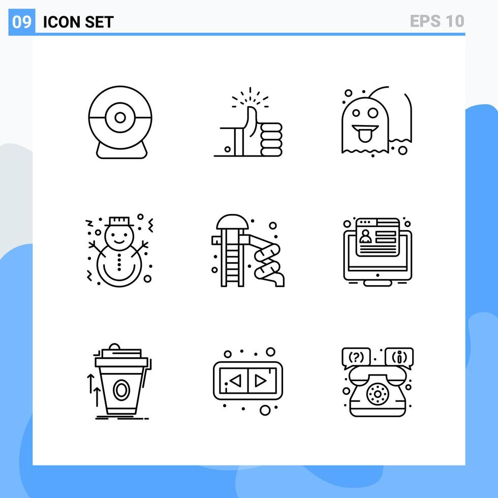 Modern 9 Line style icons Outline Symbols for general use Creative Line Icon Sign Isolated on White Background 9 Icons Pack vector