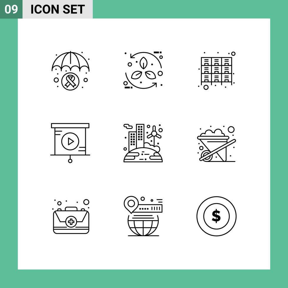 Outline Pack of 9 Universal Symbols of energy business recycle analytics files Editable Vector Design Elements