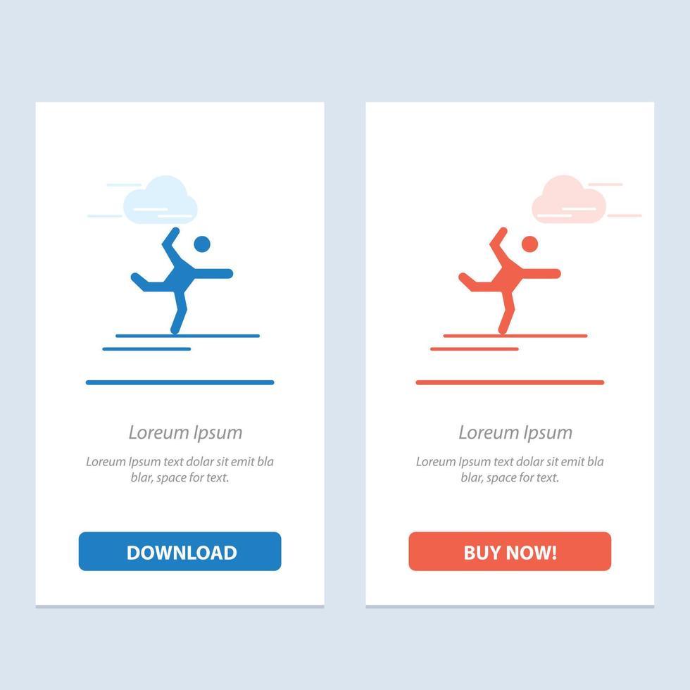 Athlete Gymnastics Performing Stretching  Blue and Red Download and Buy Now web Widget Card Template vector