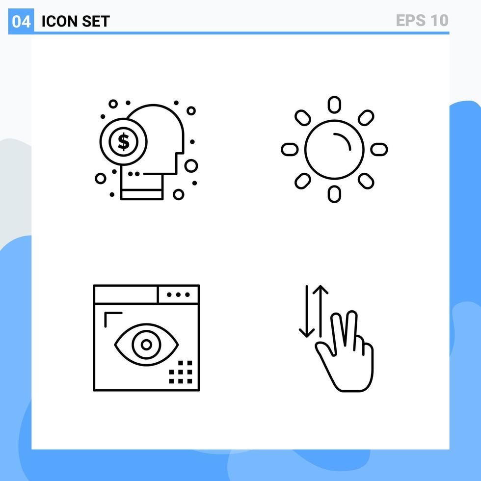 iconos de estilo moderno de 4 líneas delinean símbolos para uso general signo de icono de línea creativa aislado en fondo blanco paquete de 4 iconos vector