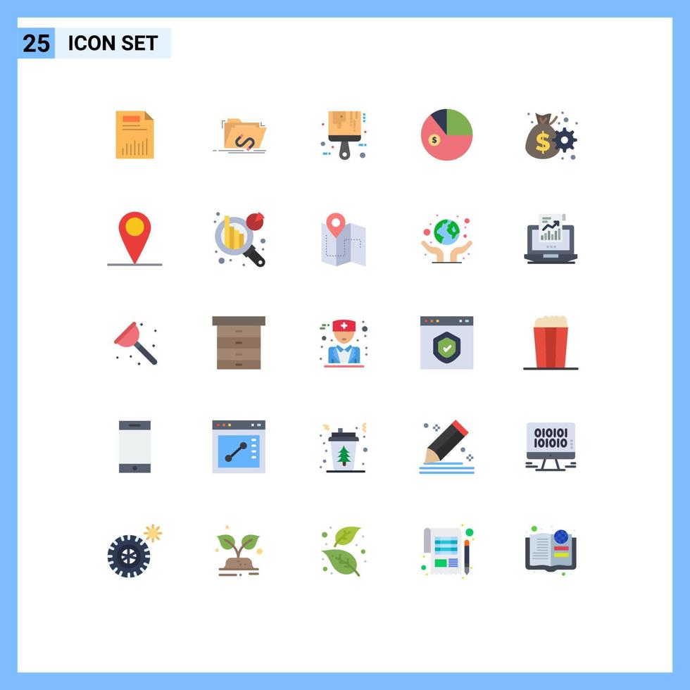 Pictogram Set of 25 Simple Flat Colors of data color exploit tool brush Editable Vector Design Elements