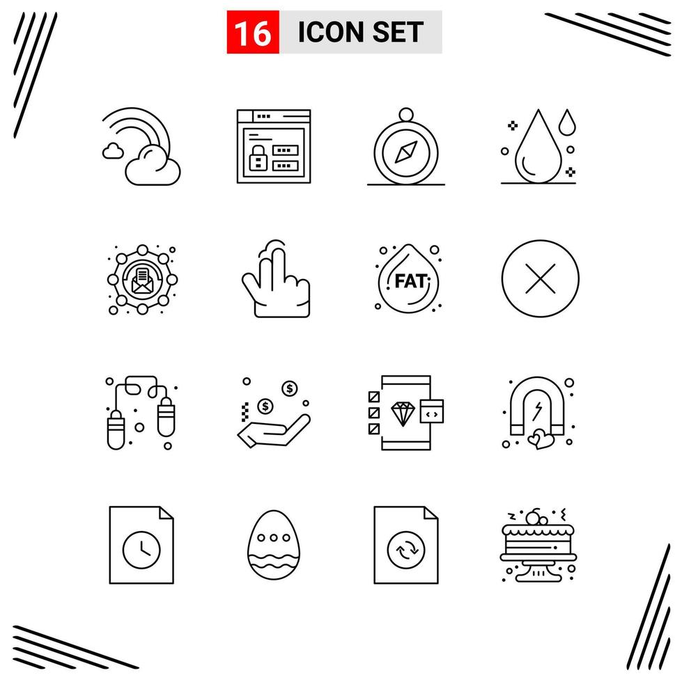 16 Icons Line Style Grid Based Creative Outline Symbols for Website Design Simple Line Icon Signs Isolated on White Background 16 Icon Set vector