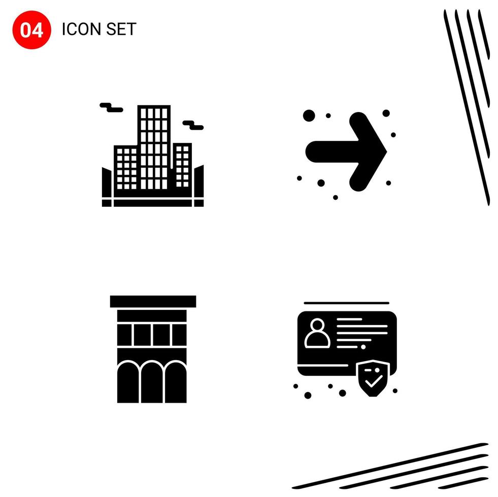 Collection of 4 Vector Icons in solid style Pixle Perfect Glyph Symbols for Web and Mobile Solid Icon Signs on White Background 4 Icons