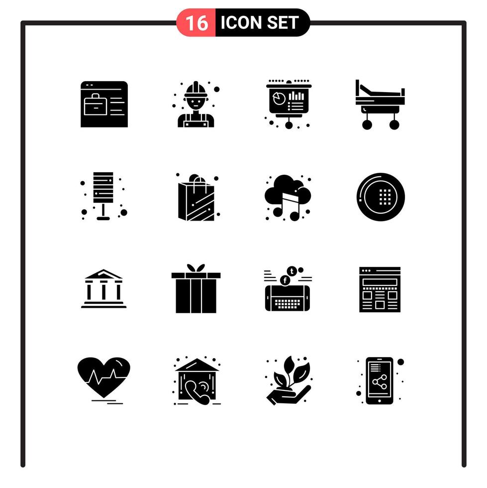 Modern Set of 16 Solid Glyphs and symbols such as floor medical business hospital presentation Editable Vector Design Elements