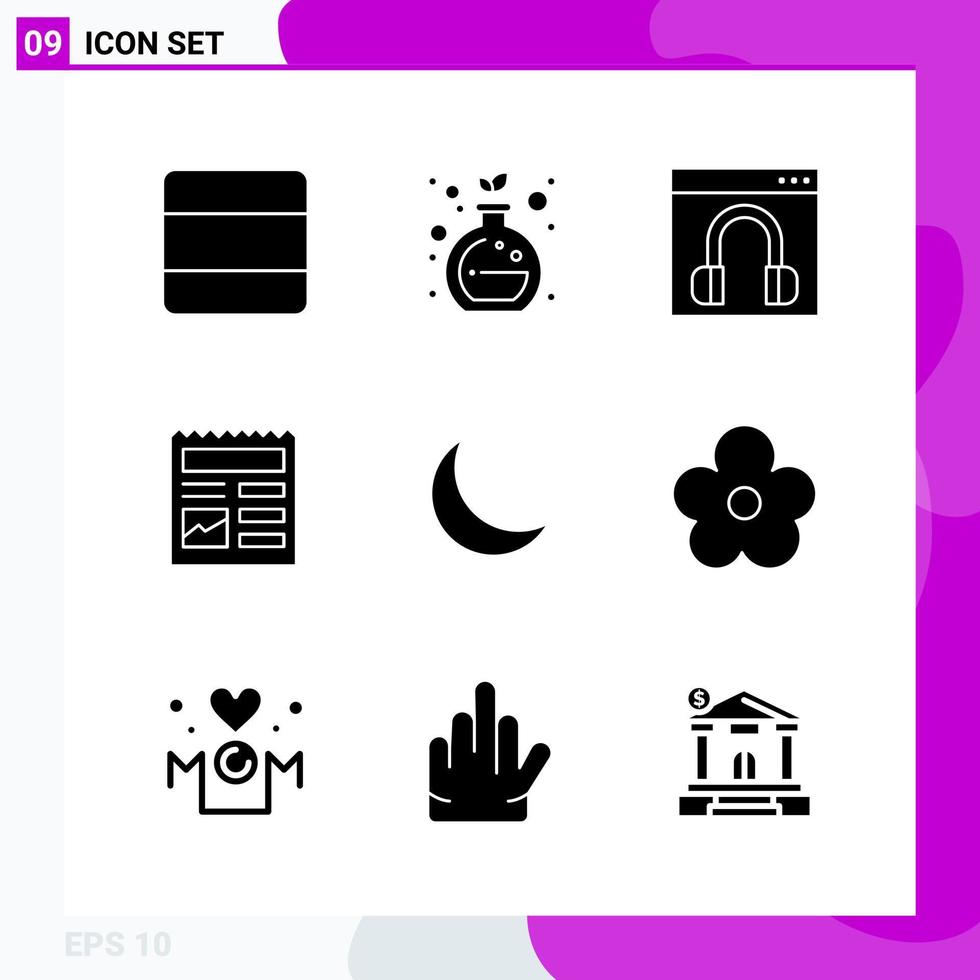 Solid Icon set Pack of 9 Glyph Icons isolated on White Background for Web Print and Mobile Creative Black Icon vector background