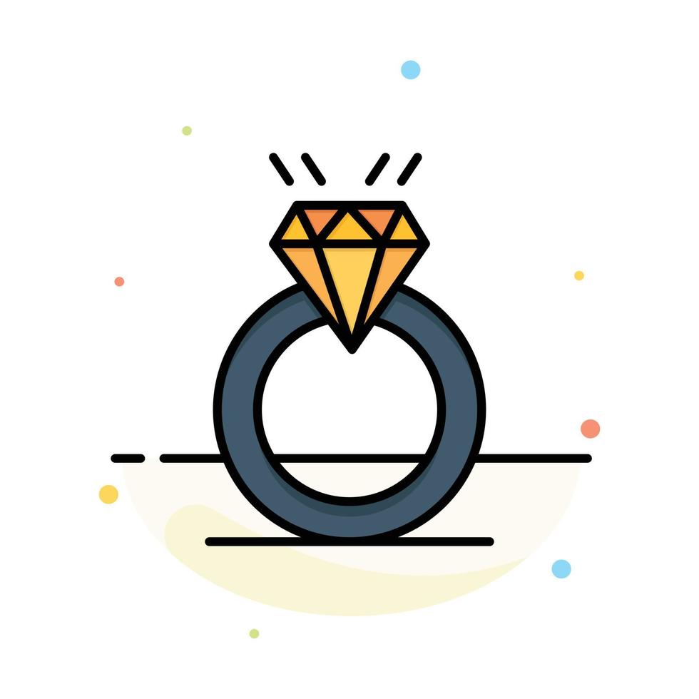 Ring Diamond Proposal Marriage Love Abstract Flat Color Icon Template vector