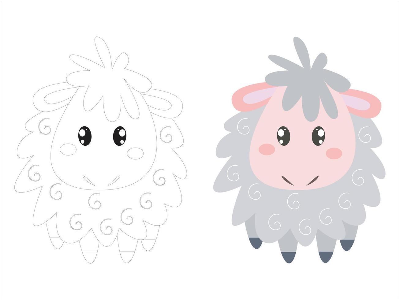 cute sheep for coloring vector