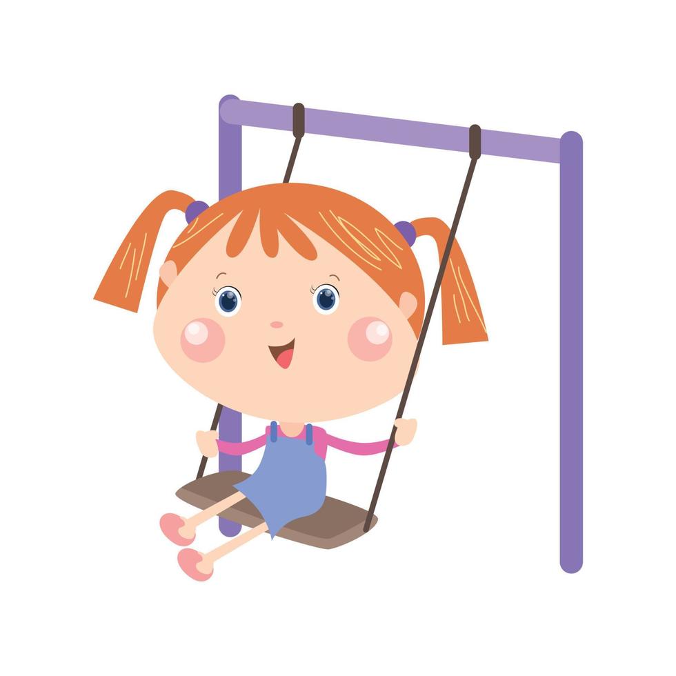 Cute little girl playing swing vector