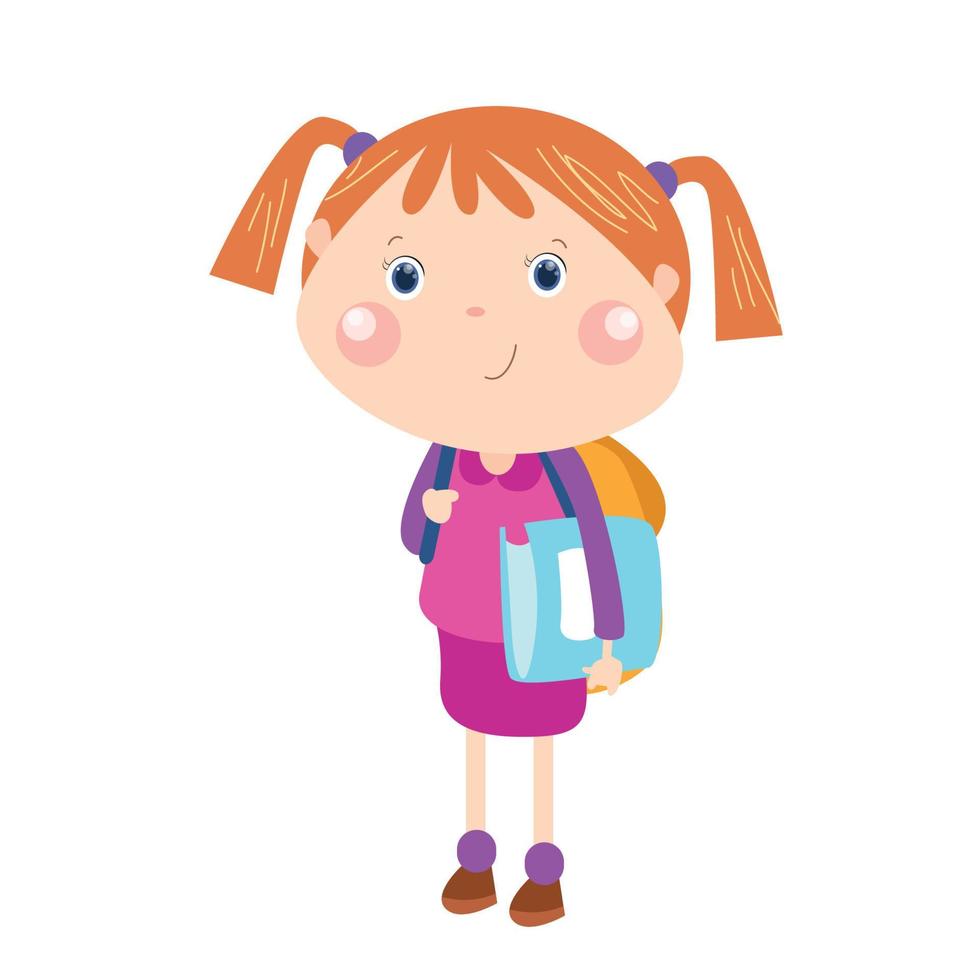 Little girl going to school vector