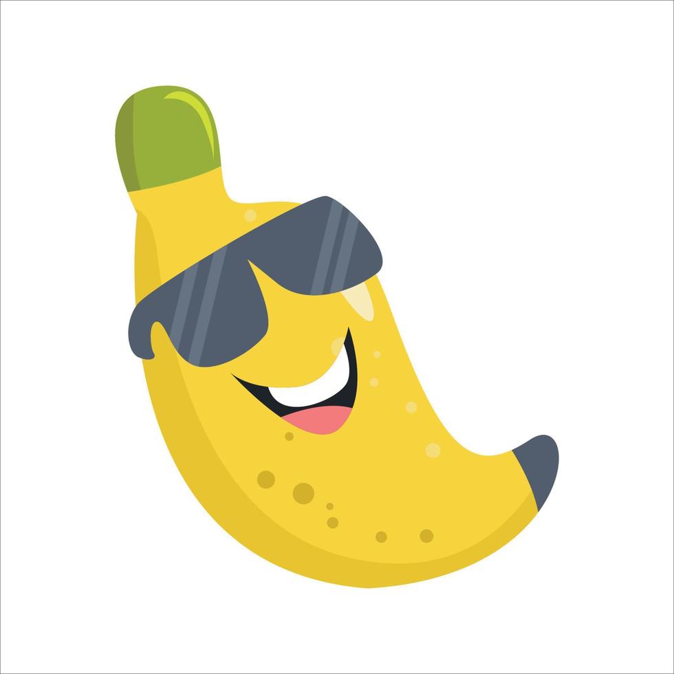 banana cartoon character with glasses vector