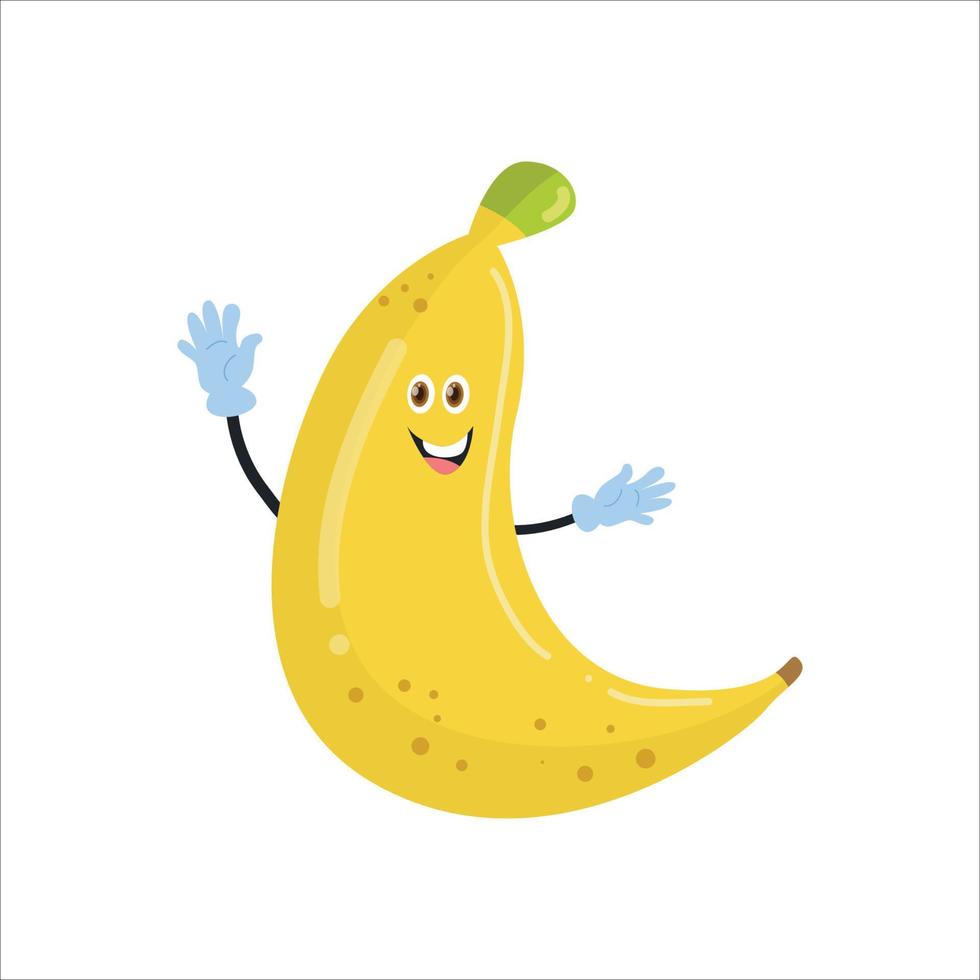 happy banana cartoon character vector