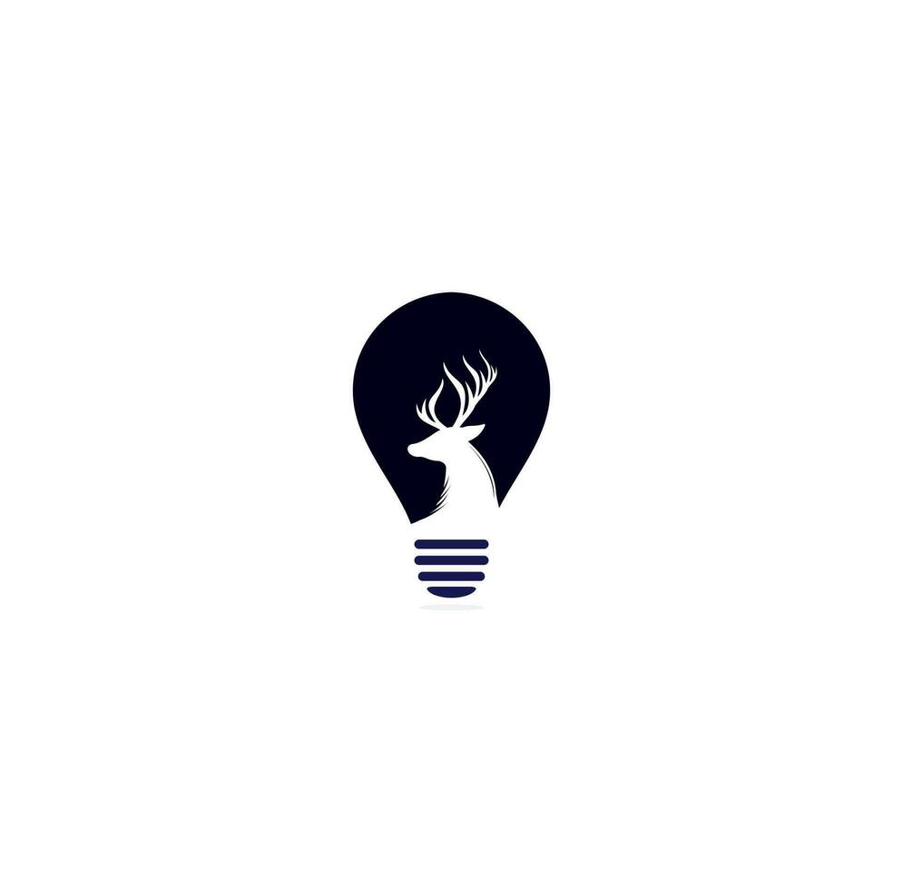 Deer head bulb shape concept Logo Design template. vector