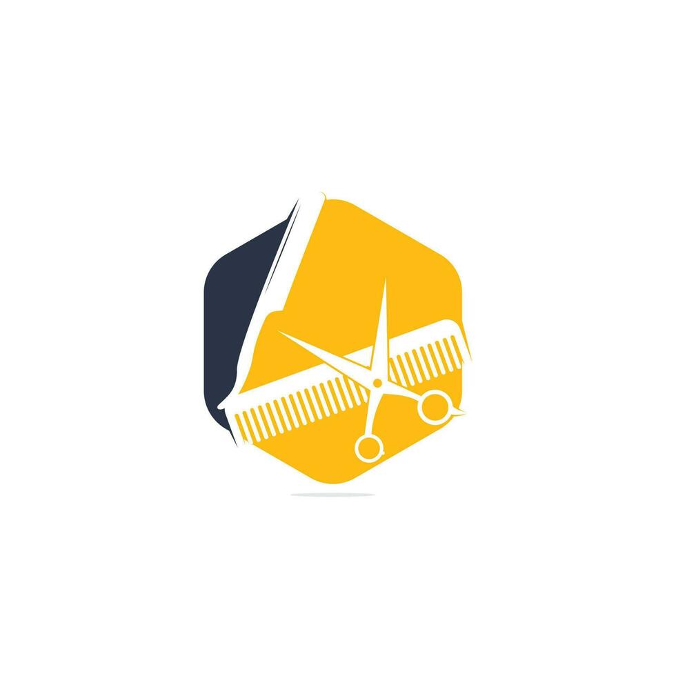 Logo for barbershop, hair salon. Scissors icon barbershop logo sign. Scissors, comb and razor, barber icon and logo. vector