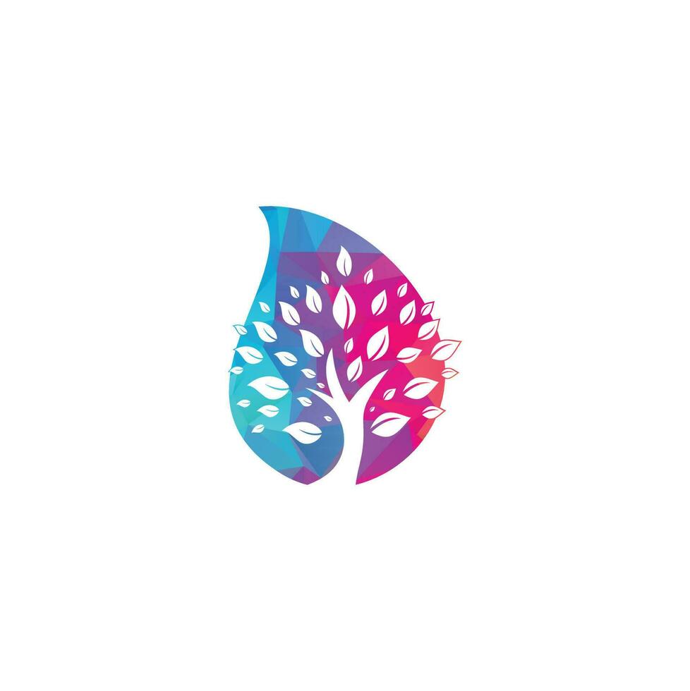 Green tree drop shape concept logo design. Abstract organic element vector design. Ecology Happy life Logotype concept icon. Tree logo design