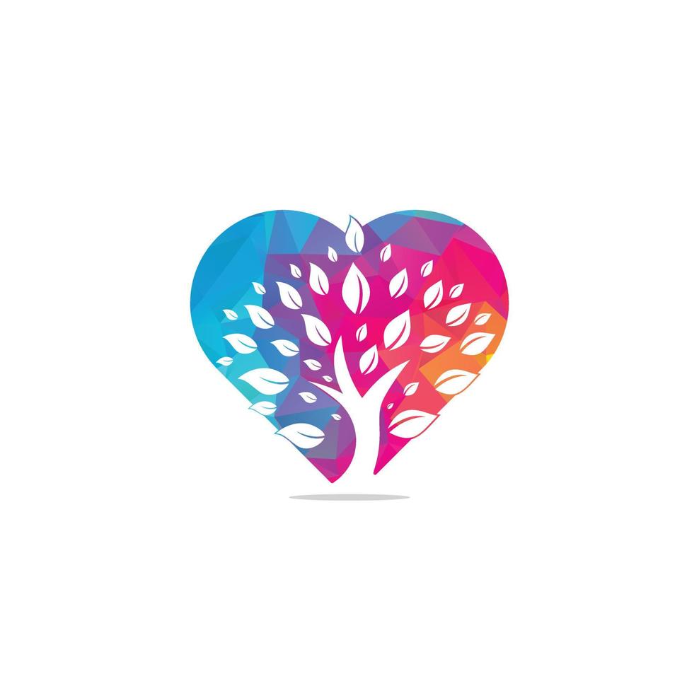 diseño de logotipo de concepto de forma de corazón de árbol verde. diseño de vector de elemento orgánico abstracto. icono de concepto de logotipo de vida feliz de ecología. diseño de logotipo de árbol