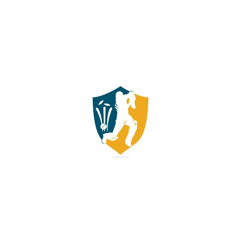 Batsman playing cricket. Cricket competition logo. Stylized cricketer character for website design. Cricket championship. vector
