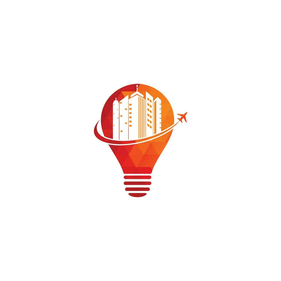 Travel agency bulb shape concept logo design. Building Office Travel Icon Logo Design. vector