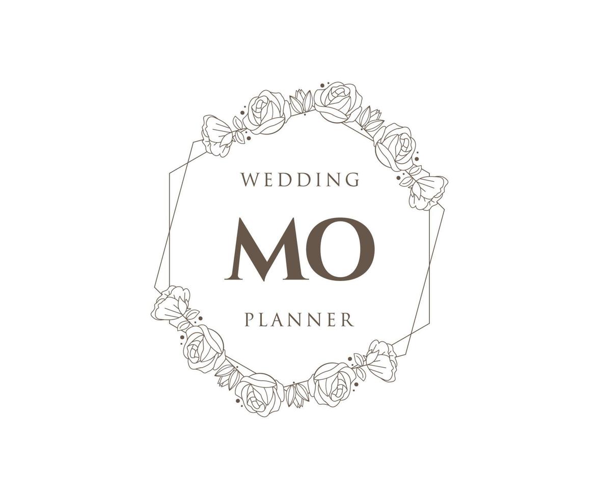 MO Initials letter Wedding monogram logos collection, hand drawn modern minimalistic and floral templates for Invitation cards, Save the Date, elegant identity for restaurant, boutique, cafe in vector