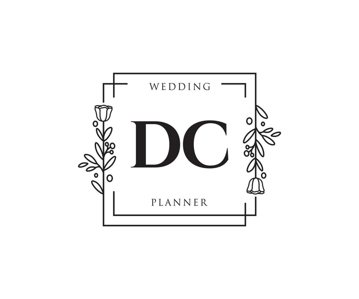 Initial DC feminine logo. Usable for Nature, Salon, Spa, Cosmetic and Beauty Logos. Flat Vector Logo Design Template Element.