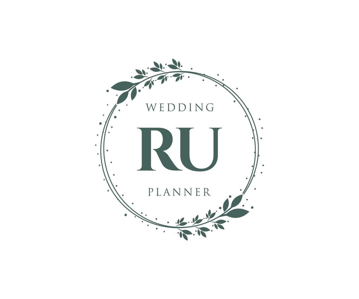 RU Initials letter Wedding monogram logos collection, hand drawn modern minimalistic and floral templates for Invitation cards, Save the Date, elegant identity for restaurant, boutique, cafe in vector