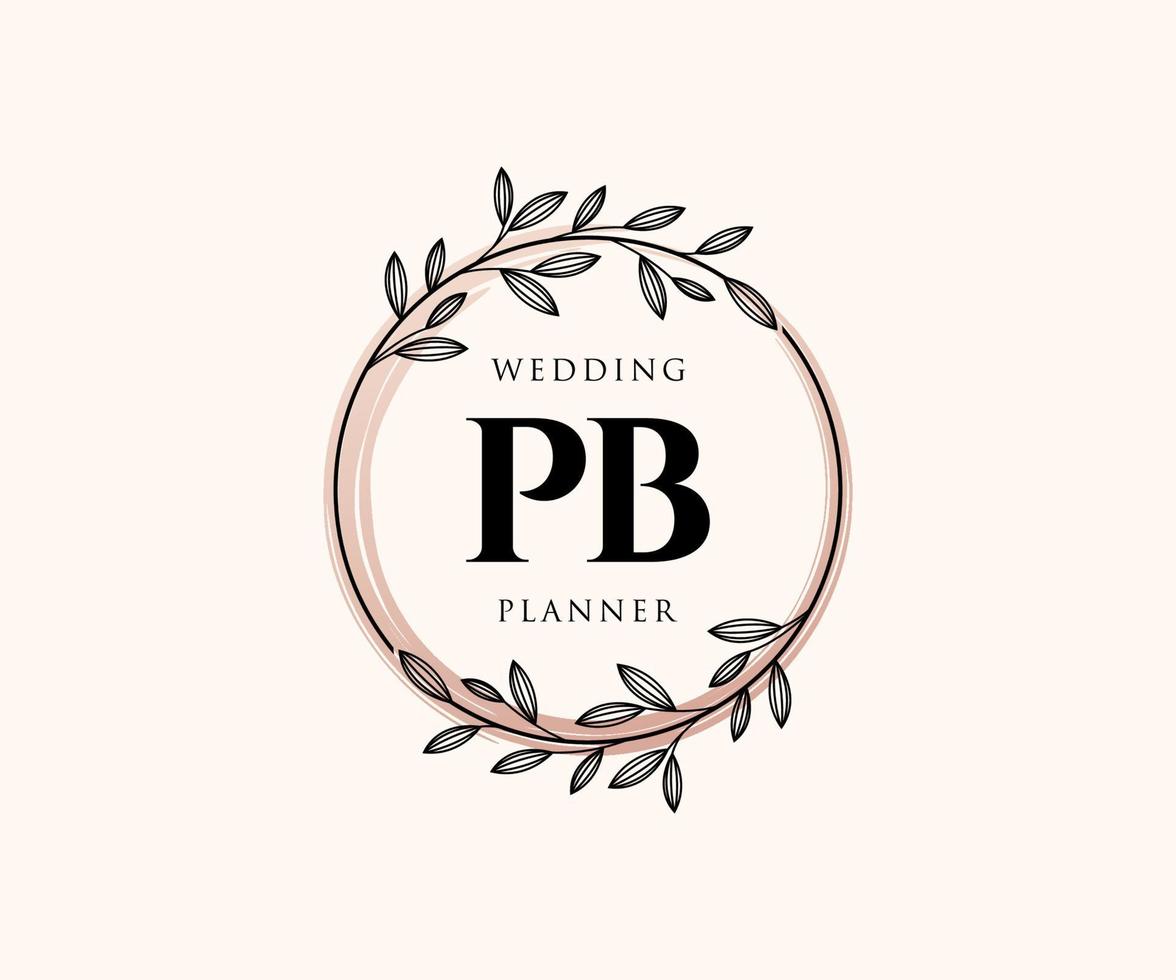 PB Initials letter Wedding monogram logos collection, hand drawn modern minimalistic and floral templates for Invitation cards, Save the Date, elegant identity for restaurant, boutique, cafe in vector