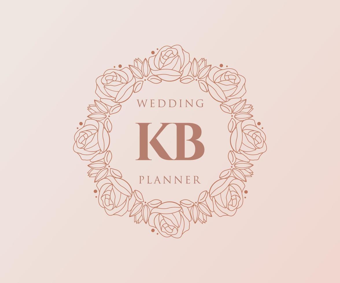 KB Initials letter Wedding monogram logos collection, hand drawn modern minimalistic and floral templates for Invitation cards, Save the Date, elegant identity for restaurant, boutique, cafe in vector