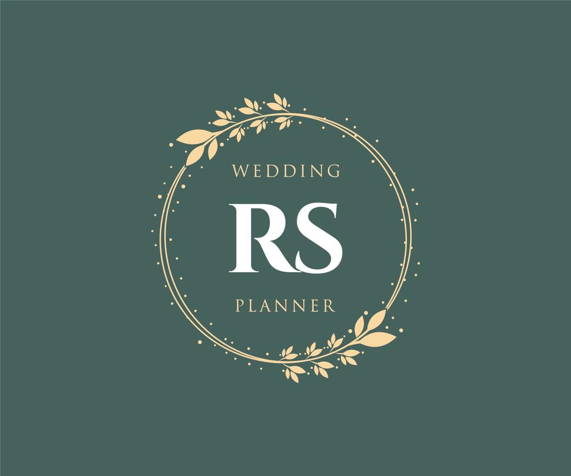 colección de logotipos de monogramas de boda con letras iniciales rs, plantillas florales y minimalistas modernas dibujadas a mano para tarjetas de invitación, guardar la fecha, identidad elegante para restaurante, boutique, café en vector