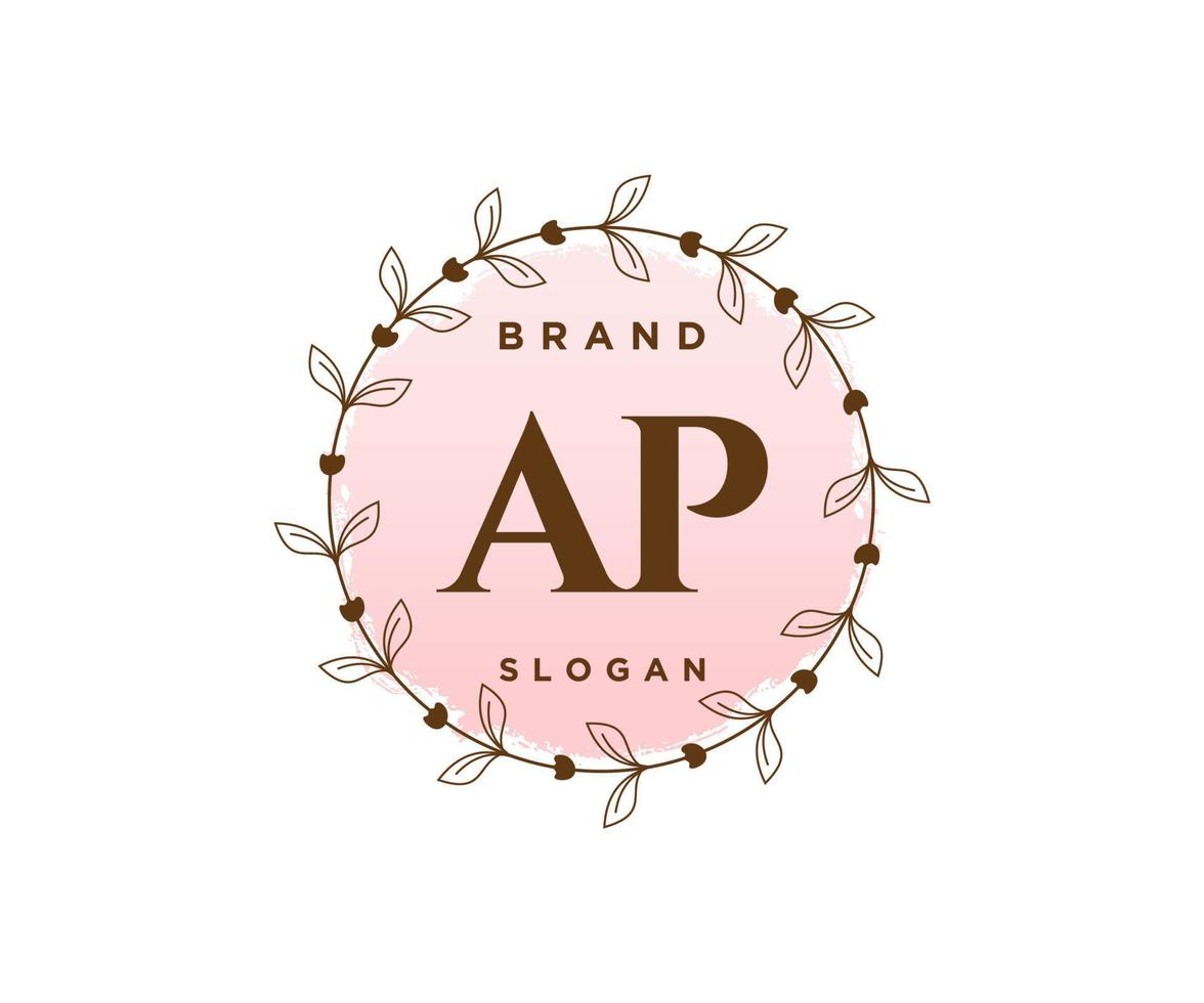 Initial AP feminine logo. Usable for Nature, Salon, Spa, Cosmetic and Beauty Logos. Flat Vector Logo Design Template Element.