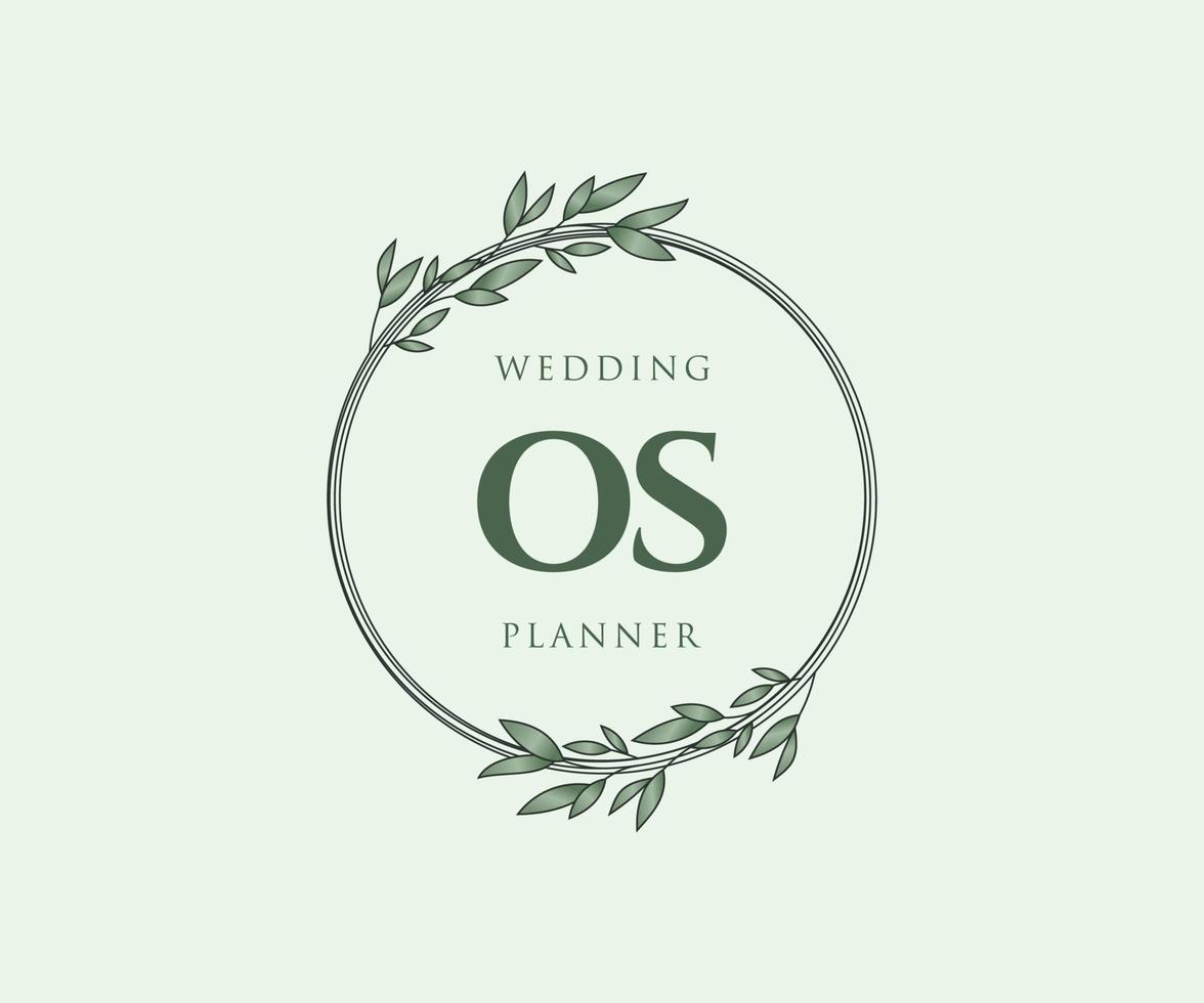 OS Initials letter Wedding monogram logos collection, hand drawn modern minimalistic and floral templates for Invitation cards, Save the Date, elegant identity for restaurant, boutique, cafe in vector