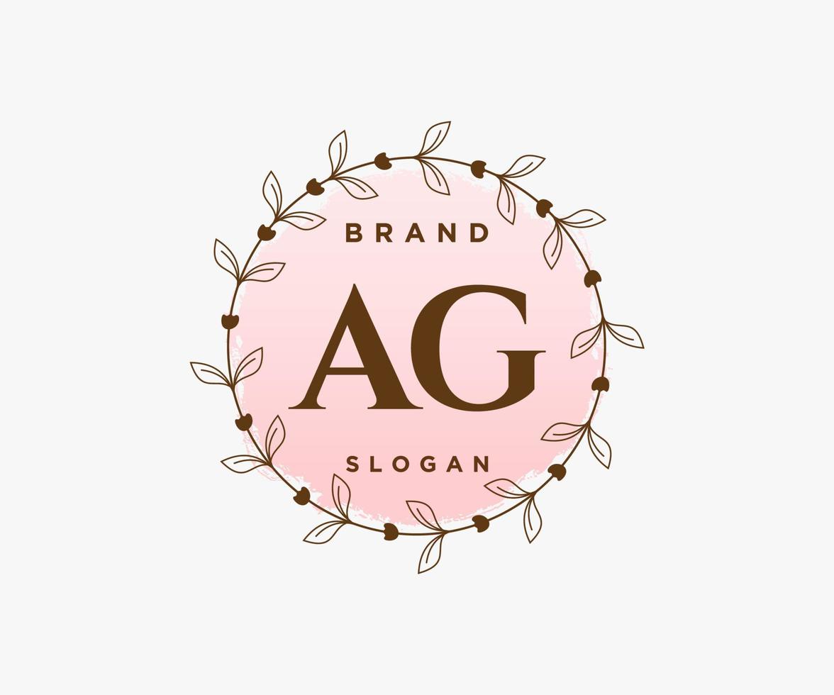 Initial AG feminine logo. Usable for Nature, Salon, Spa, Cosmetic and Beauty Logos. Flat Vector Logo Design Template Element.